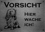 Edelstahl Warnschild Langhaar Dackel VORSICHT Hier wache ich!